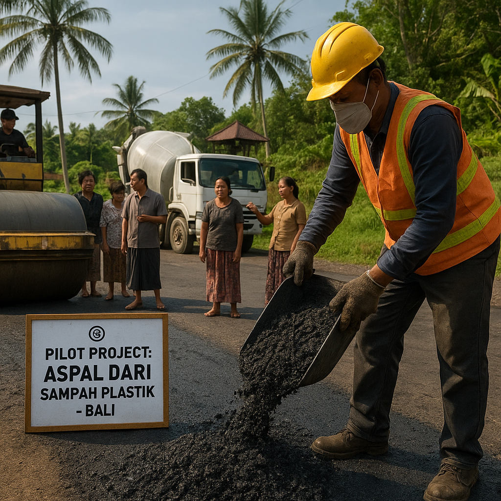 Pilot Project di Bali Ubah Sampah Plastik Jadi Aspal untuk Jalan Desa