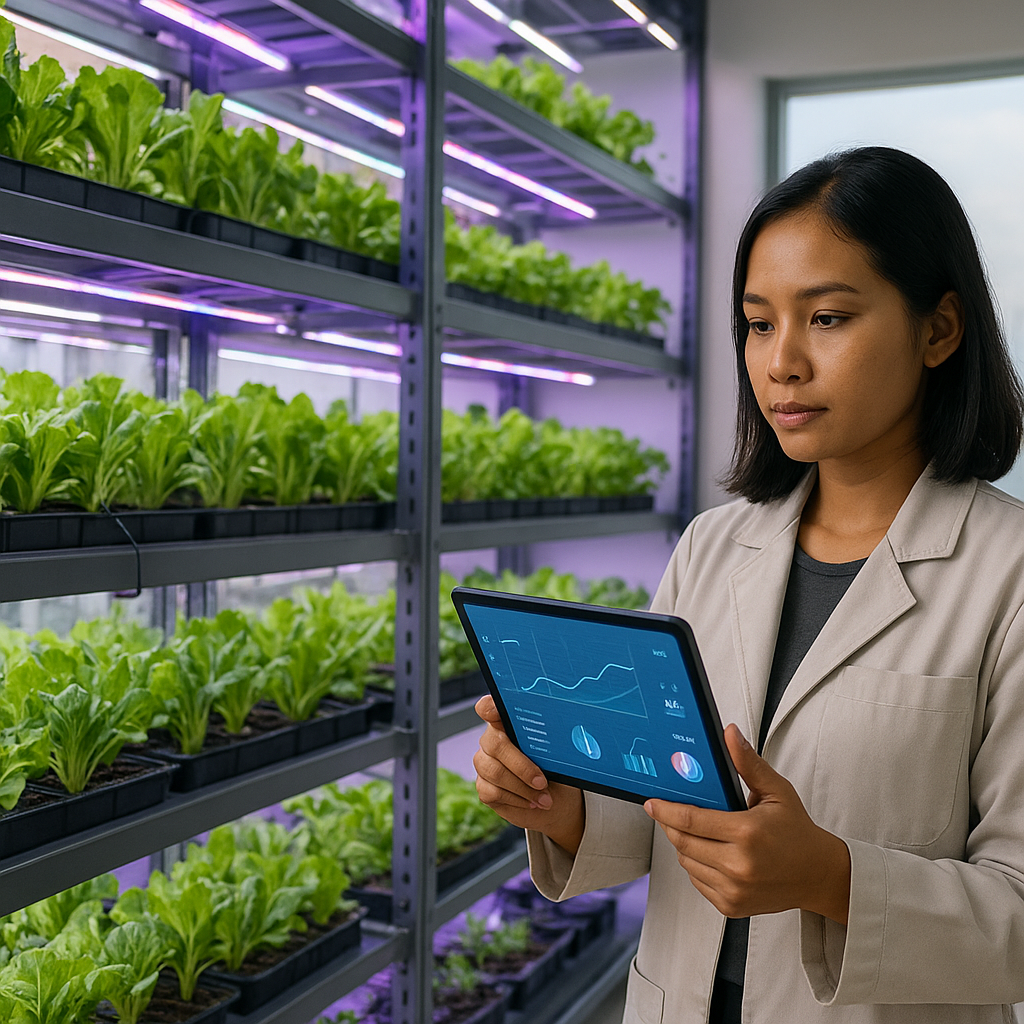 Vertical Farming dengan LED dan AI: Optimalisasi Produksi Sayuran dalam Ruang Terbatas