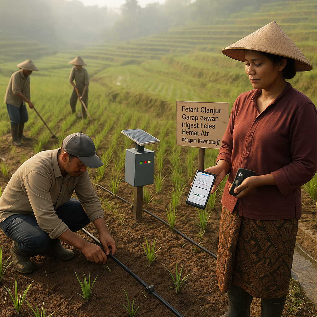 Petani Cianjur Garap Sawah Irigasi Tetes Hemat Air dengan Teknologi IoT